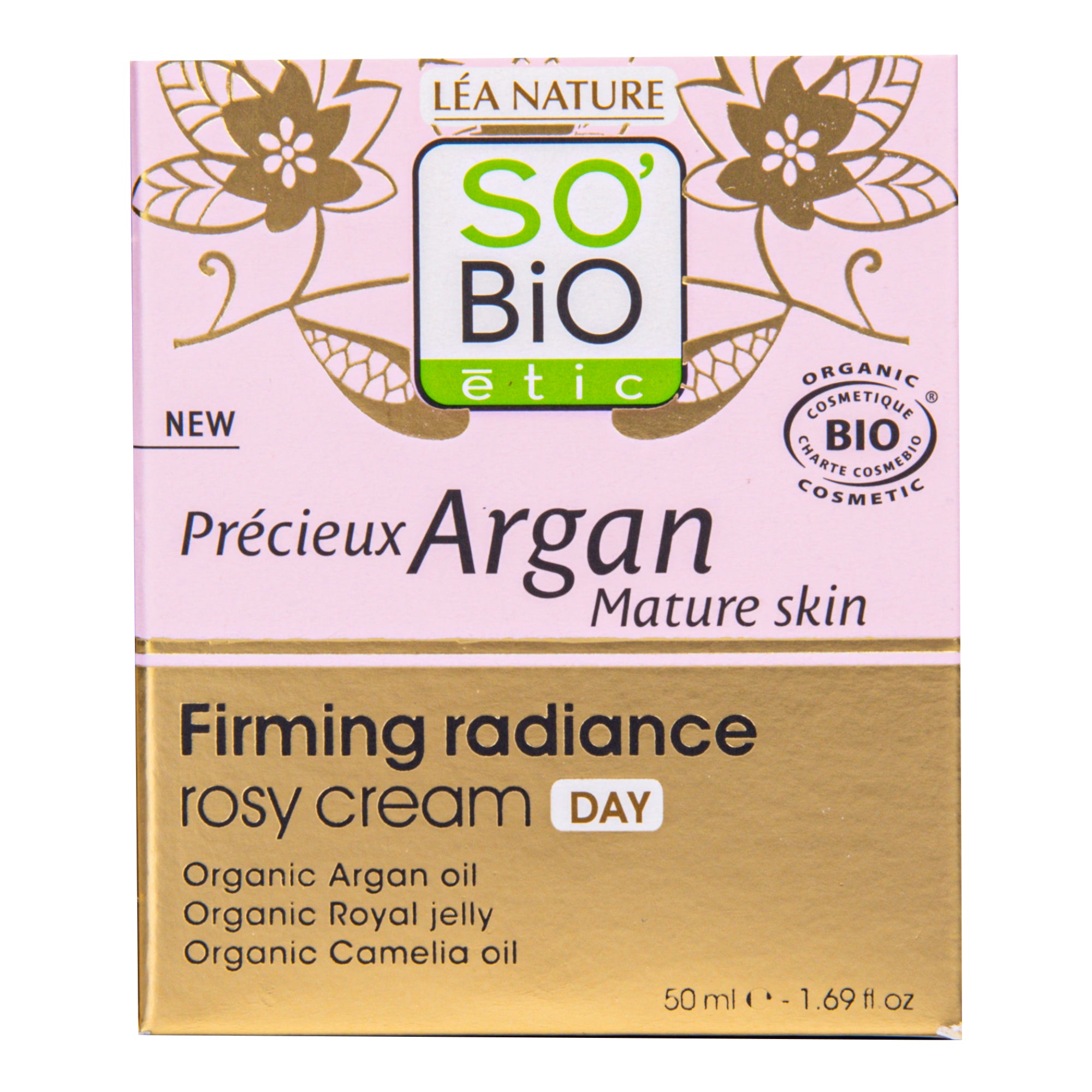 Krém růžový denní pro rozjasnění a zpevnění GOLD 50 ml BIO zralá pleť Precieux argan SO’BiO étic Krém růžový denní pro rozjasnění a zpevnění GOLD 50 ml BIO zralá pleť Precieux argan SO’BiO étic