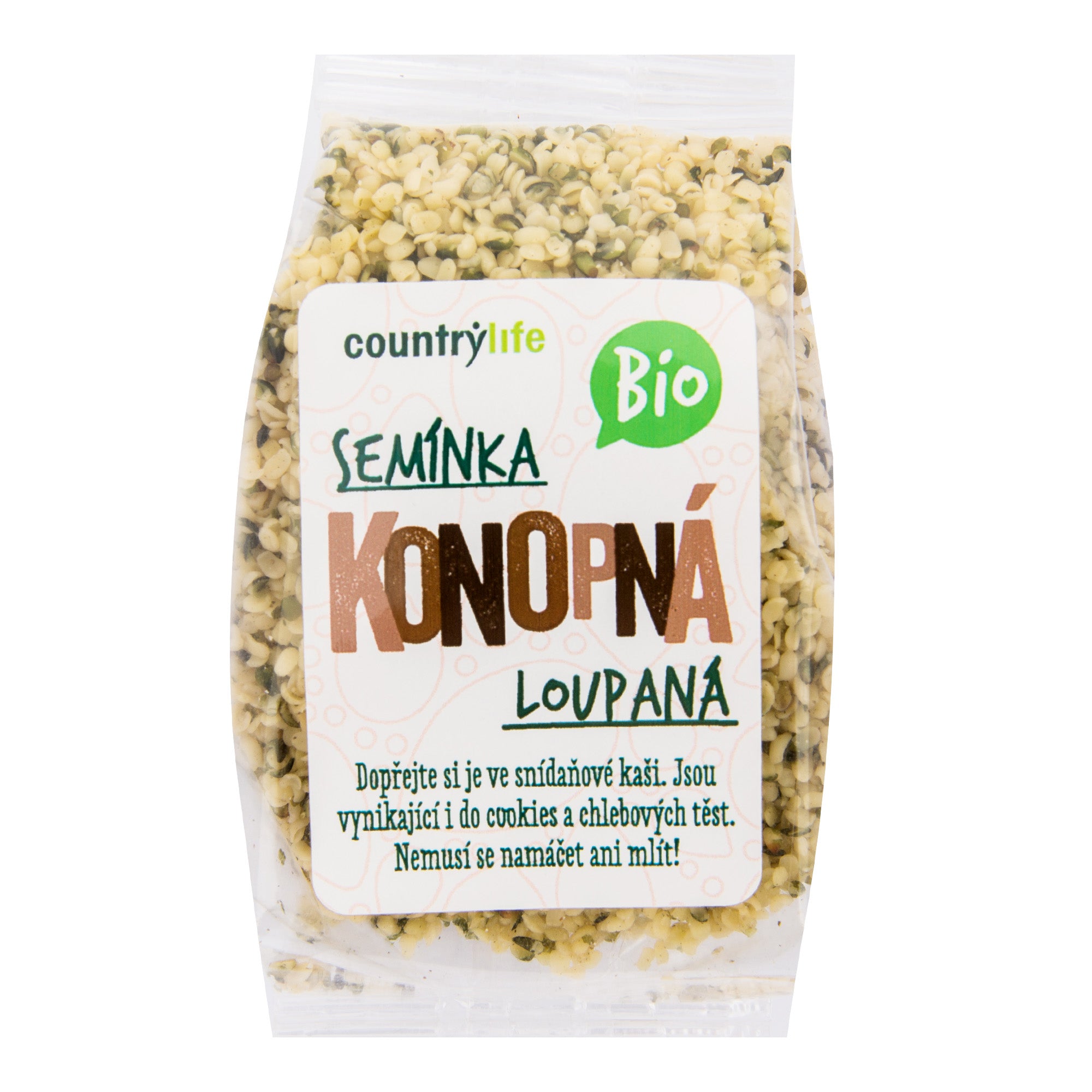 Konopná semínka loupaná 100 g BIO COUNTRY LIFE Konopná semínka loupaná 100 g BIO COUNTRY LIFE