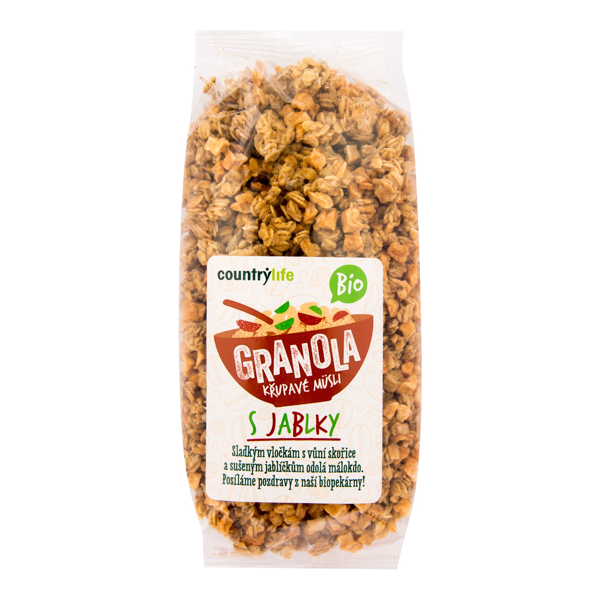 Country Life Granola – Křupavé müsli s jablky BIO (350 g) – slazeno sirupem a jablíčky Country Life Granola - Křupavé müsli s jablky BIO (350 g) - slazeno sirupem a jablíčky