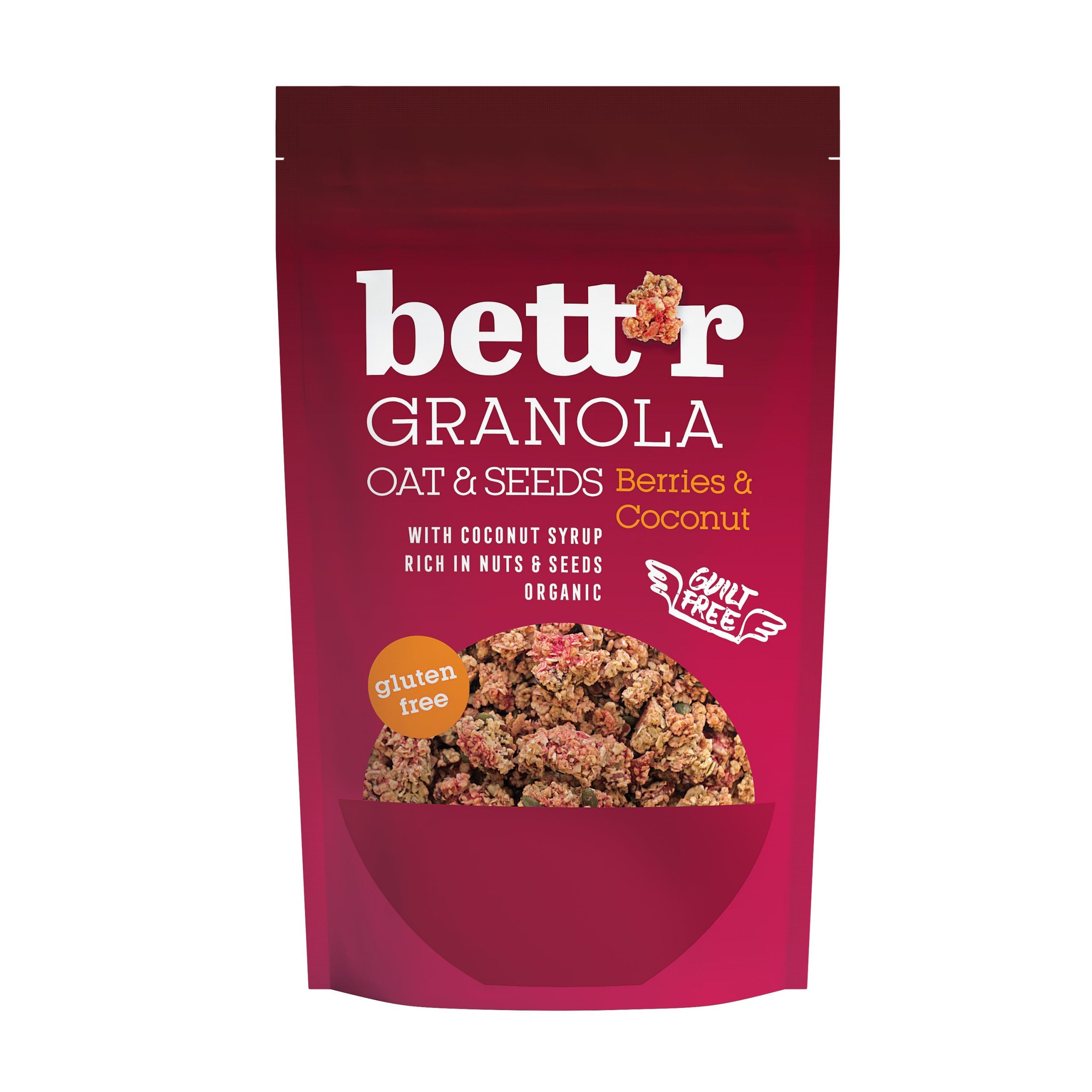Bett´r Granola s ovocem a kokosem bezlepková BIO (300 g) - slazeno pouze sirupy