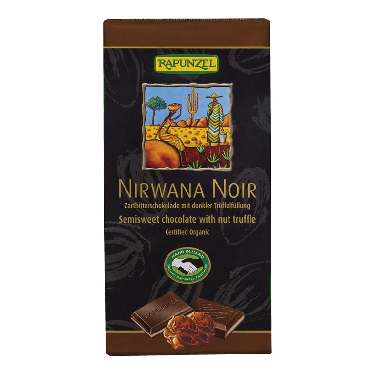 Rapunzel Tmavá čokoláda Nirwana Vegan Noir s nugátem BIO (100 g) – dokonale hořká a krémová i bez mléka Rapunzel Tmavá čokoláda Nirwana Vegan Noir s nugátem BIO (100 g) - dokonale hořká a krémová i bez mléka