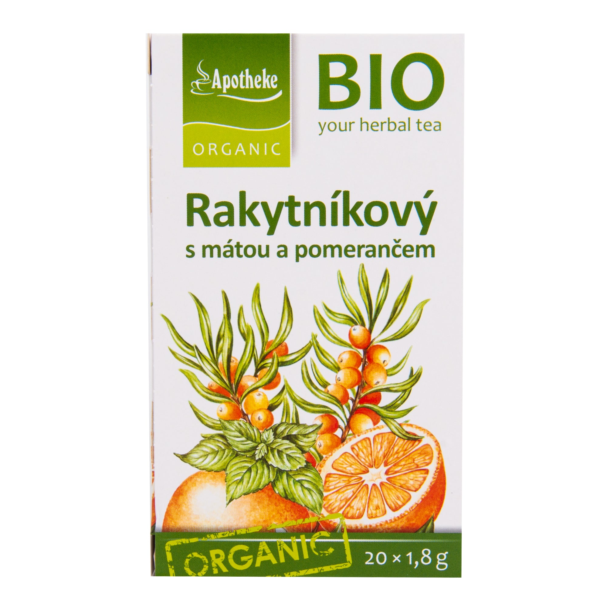 Apotheke Čaj rakytníkový s mátou a pomerančem – nálevové sáčky (20 x 1 Apotheke Čaj rakytníkový s mátou a pomerančem - nálevové sáčky (20 x 1