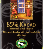 Rapunzel Tmavá čokoláda 85% BIO (80 g) - trpce hořká díky kakaovým bobů z bolívie