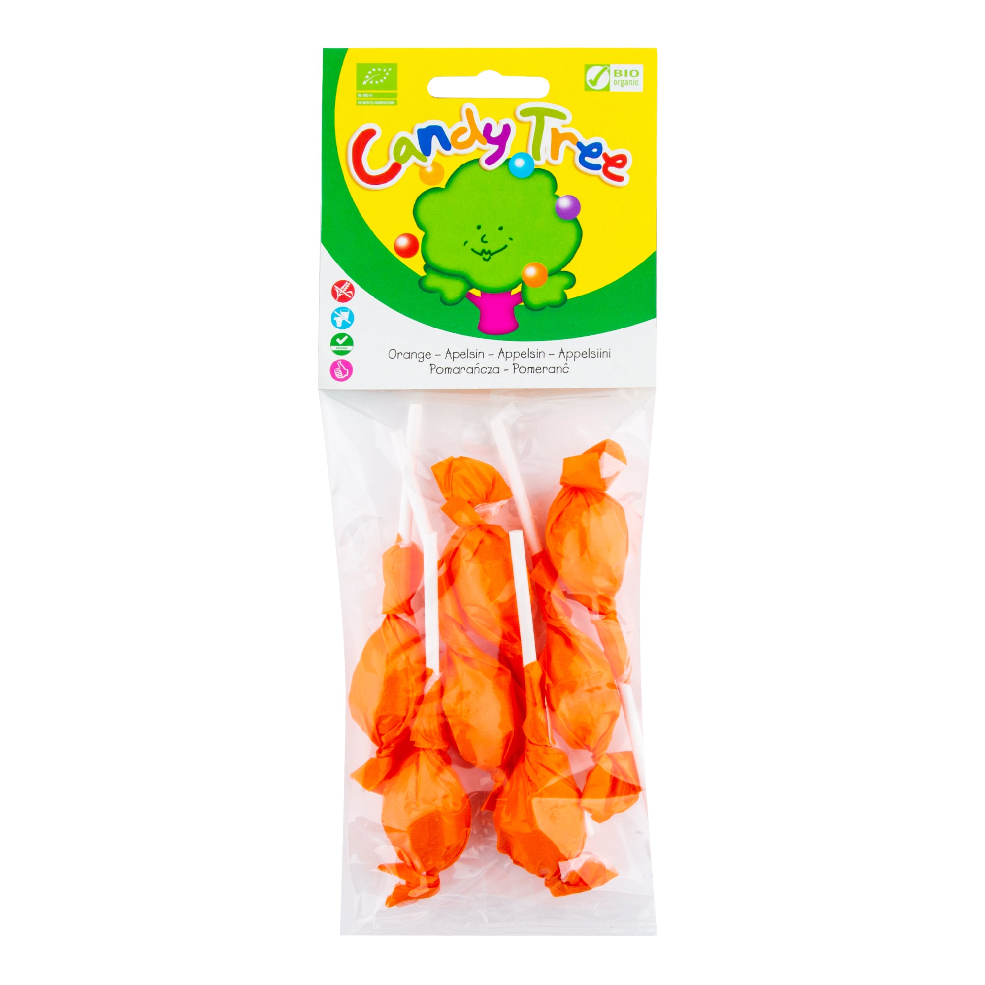 Lízátka s příchutí pomeranč bezlepková 7×10 g BIO CANDY TREE Lízátka s příchutí pomeranč bezlepková 7x10 g BIO CANDY TREE