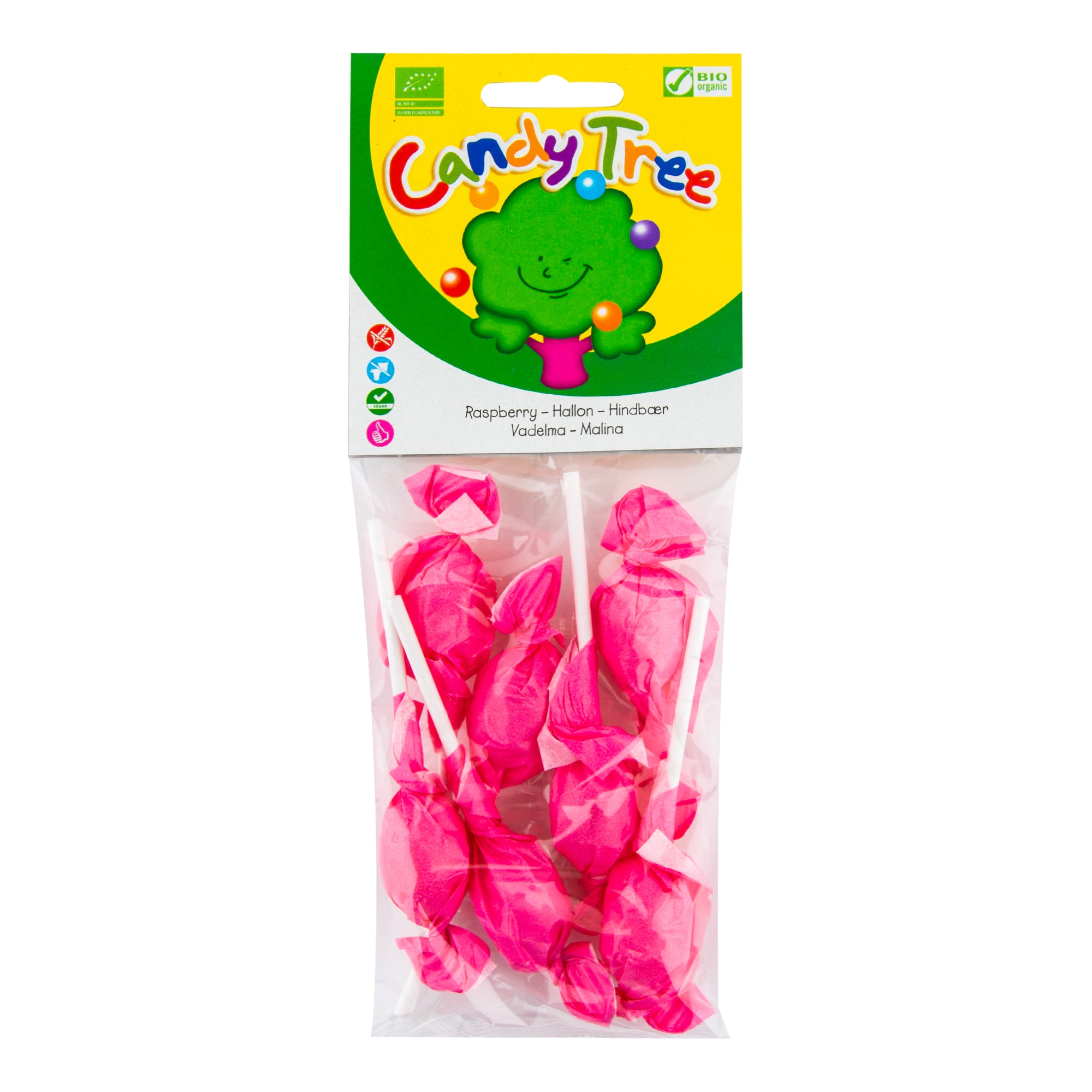 Lízátka s příchutí malina bezlepková 7×10 g BIO CANDY TREE Lízátka s příchutí malina bezlepková 7x10 g BIO CANDY TREE