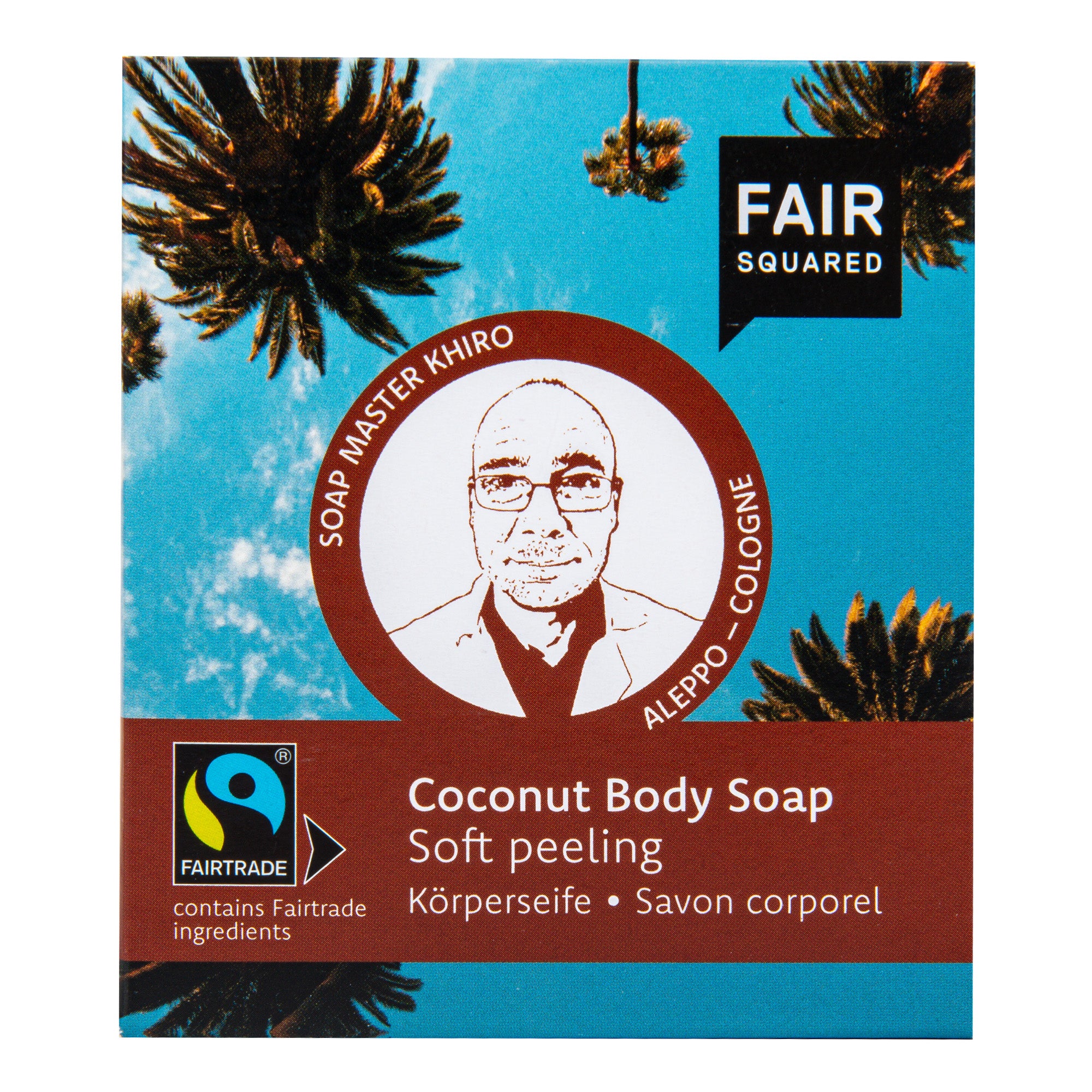 Mýdlo peelingové s kokosem 2×80 g FAIR SQUARED Mýdlo peelingové s kokosem 2x80 g FAIR SQUARED